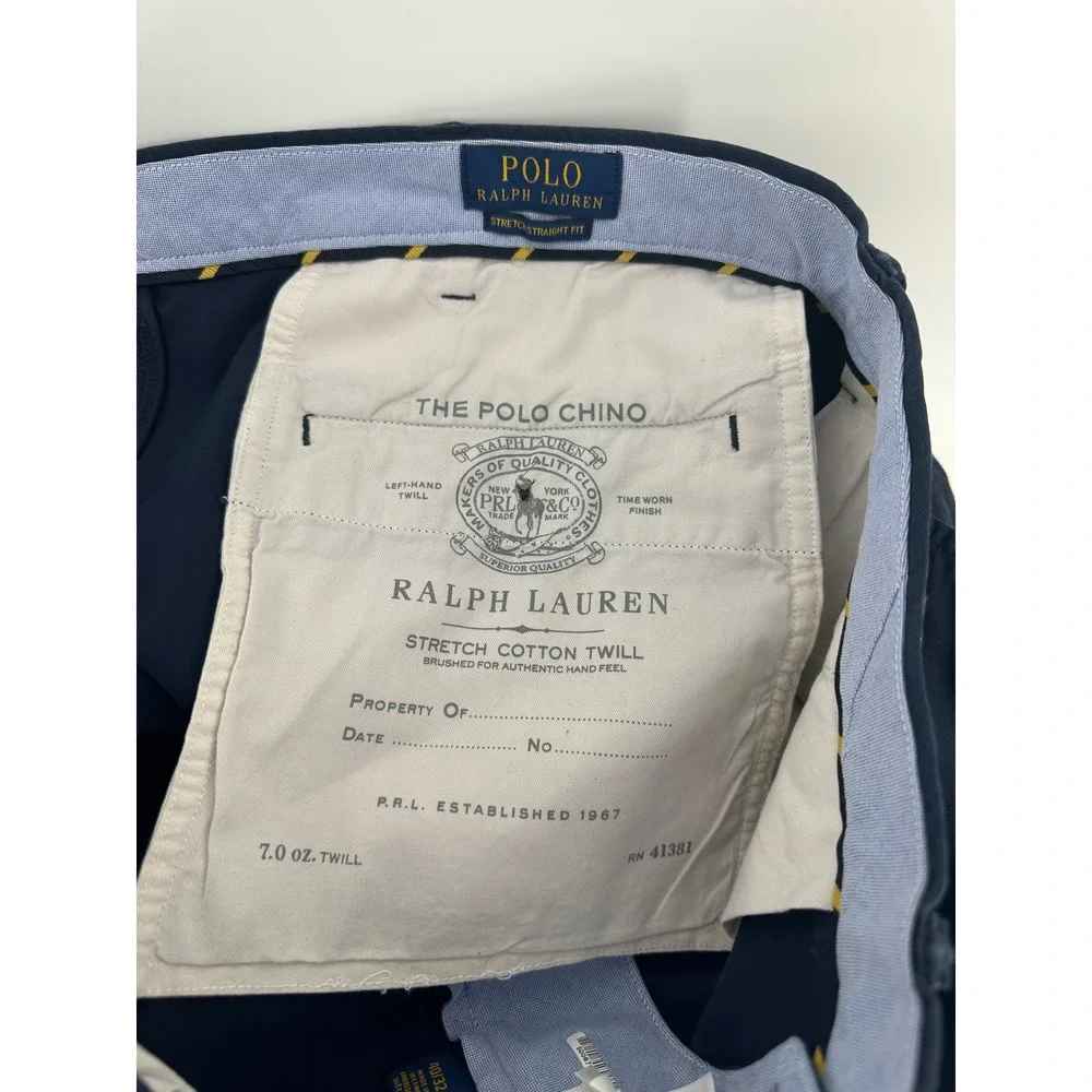 Polo Ralph Lauren Mens Stretch Straight Fit Chino Pants Navy Blue 40x32